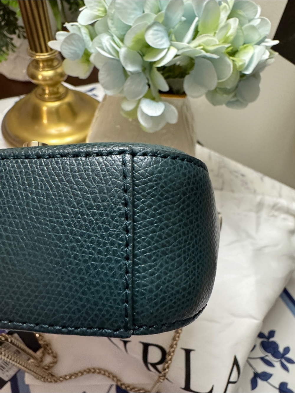 Furla Metropolis Mini Petrolio Leather Crossbody Bag - Picture 4 of 11